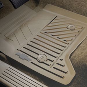GM First-Row Premium All-Weather Floor Mats in Dune with Bowtie Logo 84039116